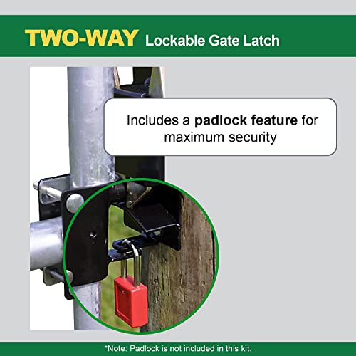 Powerfields Two-Way Lockable Livestock Gate Latch For Farms, Pet Cages, Fences, & Stables (Black) #TOP4