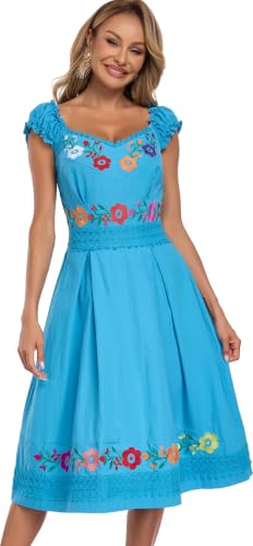 Image of Women's Mexican Dress Embroidered Causal Lace Party Dress