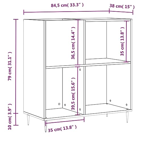 Estantería para discos LP y mesa de tocadiscos en madera gris Sonoma 3