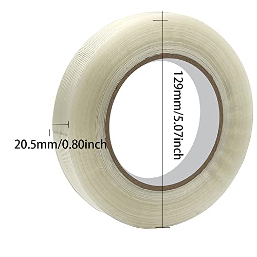 YDHfdc 1 Rollen Filamentband 20mm x 50m Glasfaservestärkt Packband Transparent Filament Klebeband Fadenverstärkt Zum Umreifen, Fixieren und Reparieren von Gegenständen