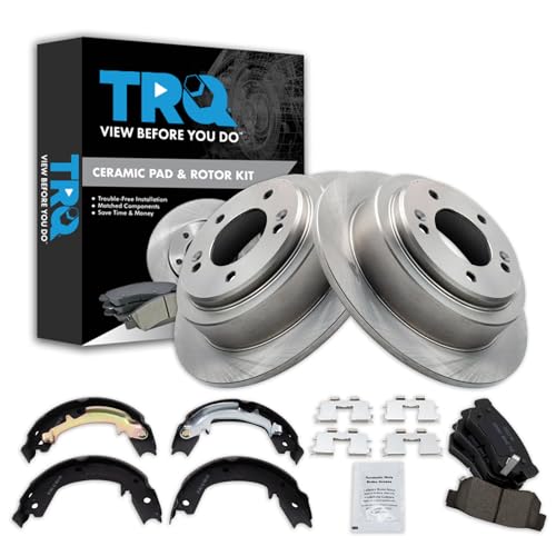 Image of TRQ Rear Brake Pad and Rotor Set Ceramic Compatible with 2004-2006 Kia Amanti