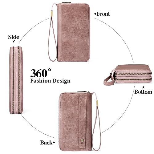 GAEKEAO Wallet for Women Clutch RFID Blocking Wristlet Leather Purse Large Capacity Credit Card Holder with Grip Hand Strap4