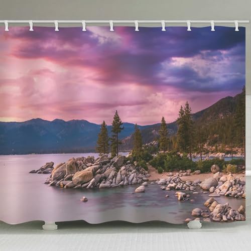 Rideau de douche manga en tissu imperméable rose pour protéger le sol de la salle de bain - 3