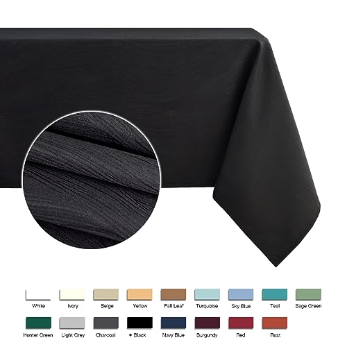 maxmill Jacquard Table Cloth Waving Pattern Water Proof Wrinkle Free Heavy Weight Soft Tablecloth Decorative Fabric Table Cover for Outdoor and Indoor Use Rectangular 60 x 104 Inch Black by maxmill - Image 2