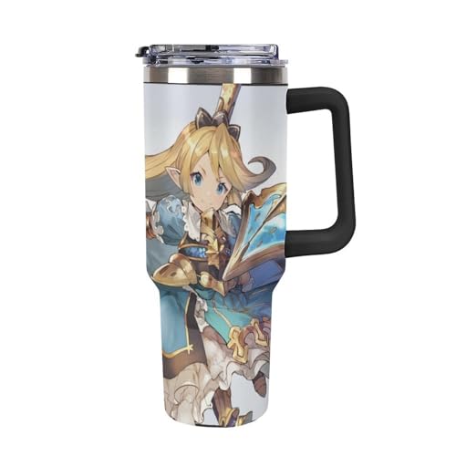 タンブラー グランブルーファンタジー シャルロッテ 水筒 40OZ 真空断熱 保温保冷 ステンレスマグボトル 結露しない ストロー付き/直飲み可能 洗いやすい ハンドル付き 車内用 アウトドア キャンプ 大容量