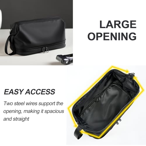 Large Travel Toiletry Bag for men women,Makeup Organizer Bag, Dopp Kit,Waterproof Hanging Cosmetic Bag for Toiletries Accessories(Black)4