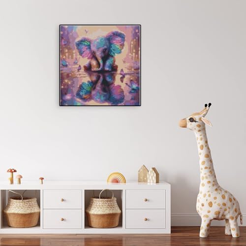 Image of Elephant Stamped Cross Stitch Kits for Adults Beginner, Easy Counted Cross Stitch Kits Printed Butterfly Stitching Patterns Dimensions,Cute Needlepoint Art Crafts Embroidery Kits for Home Decor