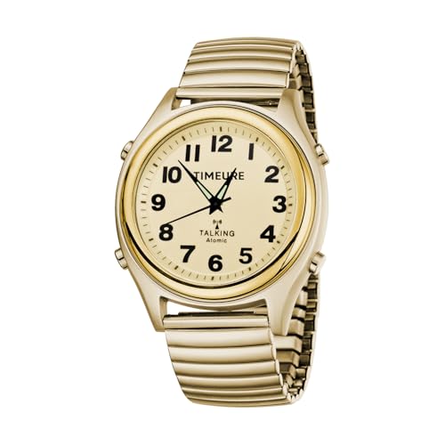 TIMEURE Reloj parlante, relojes atómicos, aviso de voz de hora/fecha/alarma, timbre por hora, no requiere carga, no requiere aplicación, ideal para personas mayores/con discapacidad visual, TU-0901,