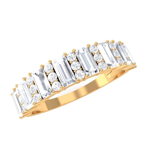 Certified Moissanite Half Eternity Band, D-Vs1 Quality, Moissanite Anniversary Ring - Ideal for Gift