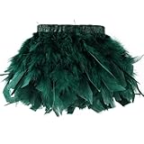 Daieeparty Blackish Green Turkey Feathers Trim Fringe 2Yard 4-6inch for Party Clothing DIY Sewing Craft Wedding Dress Decoration Natural Fluffy Turkey Feather Trim