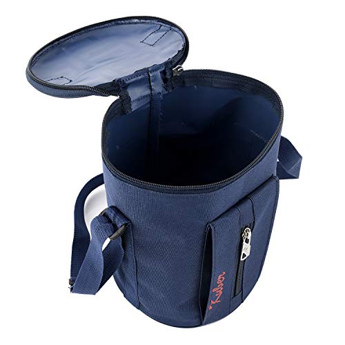 Image of Kuber Industries Canvas Waterproof Lunch Carry Bag, Suitable for 3 Compartment (Blue) -CTKTC039121