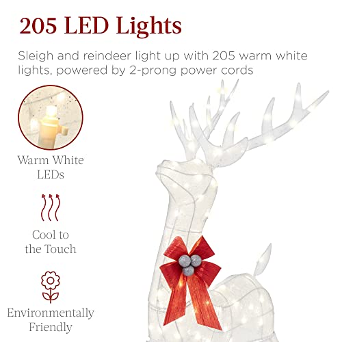Best Choice Products SKY6560 Lighted Christmas 4Ft Reindeer & Sleigh Outdoor Yard Decoration Set W/ 205 Led Lights thumb #3