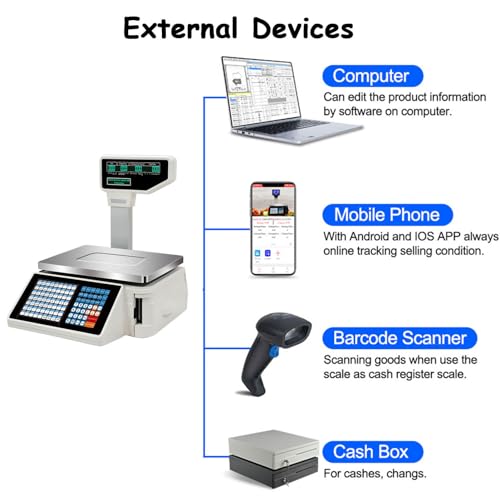 Báscula digital comercial con impresora térmica LCD miniatura 4
