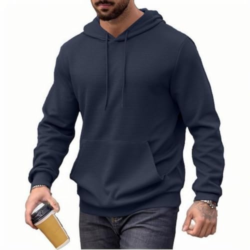 Ymosrh Men's Hoodies, Long Sleeve Solid Color Casual Pullover Hooded Sweatshirts with Pocket, M-3XL