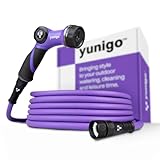YUNIGO RELAX Expandable Garden Hose 100ft – Lightweight Hose with Anodized Aluminum Couplings & Spray Nozzle. Stylish Water Hose Ideal for watering Small Garden