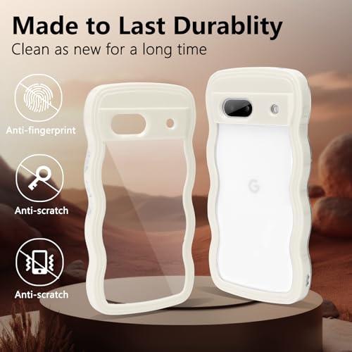 Newnugds Google Pixel7 ケース 韓国 おしゃれ シンプル 波状エッジ 透明 2in1 超軽量 可愛い 女子向け スマホケース 指紋防止 擦り傷防止 全面保護 耐衝撃 衝撃吸収 ホワイト