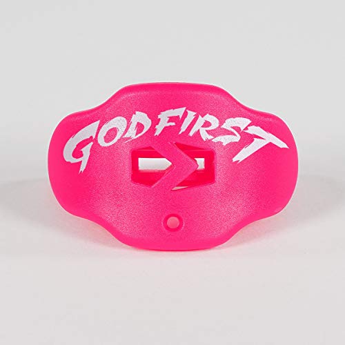 God First Pink Football Mouthguard - Sports Youth/Adults Mouthpiece - Lip and Teeth Protector - Top-Grade Silicone 