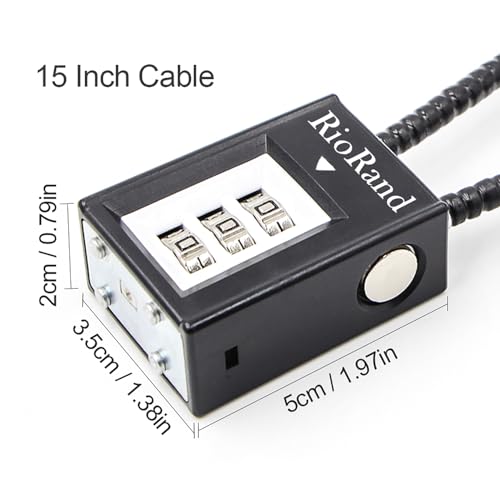 Image of RioRand 15 Inch Combination Gun Cable Lock 3-Digit Keyless Firearm Safety Lock for Pistols Revolver Rifle Shotgun BB Gun with Reset Screwdriver