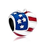 QueenCharms American Flag Charms Patriotic USA 4th of July Independence Day Charm Bead For Bracelets