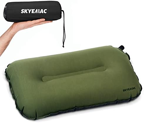 SKYEMAC Camping Pillow - Self Inflating Camping Pillow,9.5"x 16.5"-Backpacking, Airplane, Small Pillow - Car Pillows for Sleeping with Compressible Foam Pillows.Waterproof, Easy-to-Clean, TPU Surface