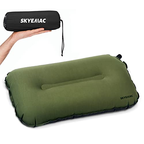 Skyemac Camping Pillow - Self Inflating Camping Pillow,9.5"X 16.5"-Backpacking, Airplane, Small Pillow - Car Pillows For Sleeping With Compressible Foam Pillows.waterproof, Easy-To-Clean, Tpu Surface #TOP3