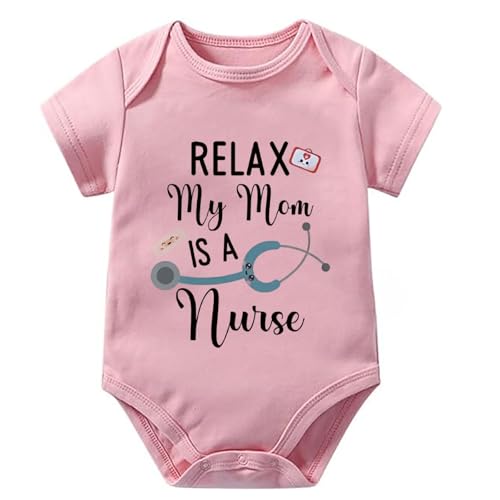 Relax My Mom Is A Nurse Infant Rompers Short Sleeve Boys Newborn Clothes White Baby Boy Bodysuit