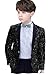 2025 Boy Sequins Suit Jacket Stage Performance Host Wedding Party Male Blazer Single Button Fashion Kids Suit Coats Green 14 Years