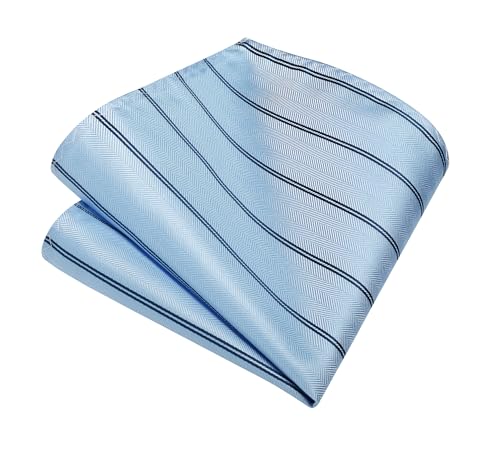 Image of Enlision Mens Ties Stripe Tie and Pocket Square Set Classic Formal Woven Neckties Handkerchief Cufflinks Wedding