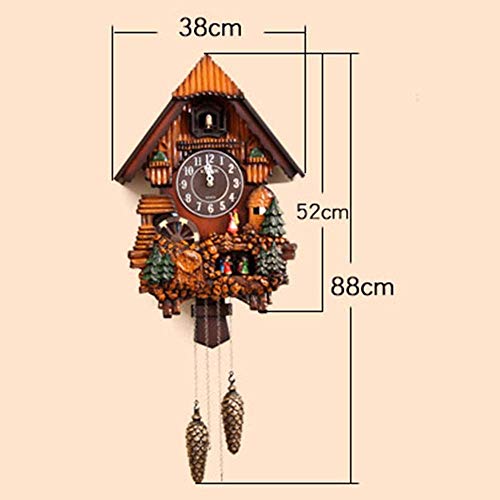 Brown Wall Clock Fashion Cuckoo Creative Time Cuckoo Bird Child Clock Form Simple European 38 * 88 #TOP2