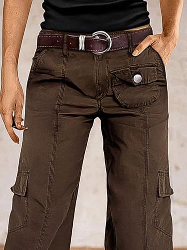 Flamingals Women Mid Rise Straight Leg Pants Solid Stitch Detail Flap Pocket Without Belt Casual Comfort2