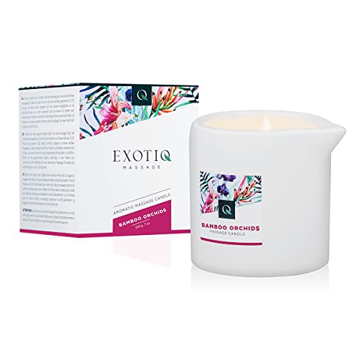 Exotiq Massagekerze Bambus Orchidee (200 gr &ndash; 7 oz) F&uuml;r Entspannende Massagen mit Warmem und Weichem Massage&ouml;l &ndash; Perfekt f&uuml;r eine Hei&szlig;e Massage &ndash; Relaxender Effekt, Hautfreundlich, Pflegend