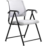 Klappstuhl Gepolstert,Küchen-Esszimmerstuhl Mit Netzkissen Und Rückenlehne, Home Einfacher Mahjong Entertainment Stahlrahmenstuhl, Schulsaal Vorlesungshocker ( Color : Gray , Size : 83*54*49cm )