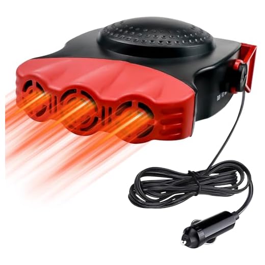 LIAVOP Calentador de Coche, 12V 200W Portátil Calentador de Coche para Coche 2 en 1 Calentador y Ventilador Rotación 180° Grados Desempañador de Parabrisas Calefactor Coche Mechero