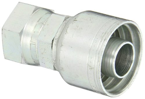 Image of Aeroquip 1AA16FJ16 Carbon Steel Global TTC (Thru the Cover) Crimp Hose Fitting Female JIC Swivel, Straight, 1 inch Hose ID, 1-5 /16 inch - 12 Thread
