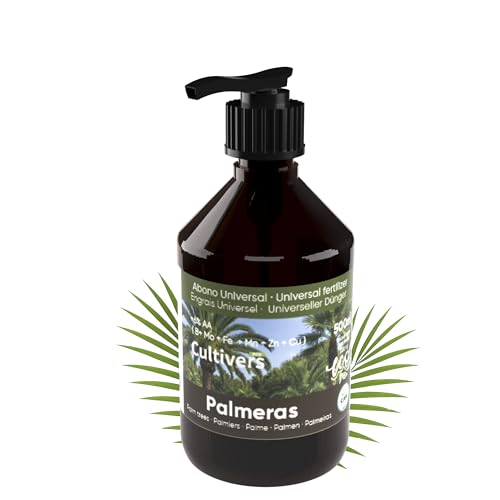 CULTIVERS Abono Palmeras Ecológico Líquido 500 ml Fertilizante NPK Micronutrientes y Aminoácidos Nutrición Completa de Palmeras Ornamentales y de Exterior Orgánico Natural