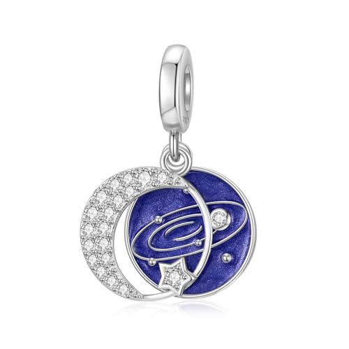 Galaxy Moon Star Charms for Pandora Charms Navy Blue Celestial Charm