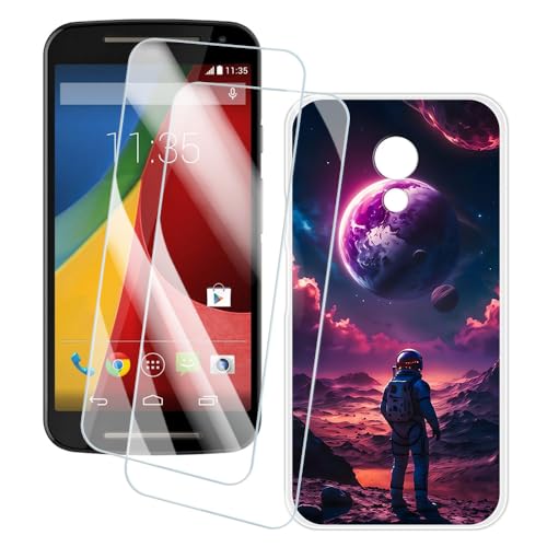 OAGELIM 2�Z�b�g �X�N���[���v���e�N�^�[ + �P�[�X Motorola Moto G 2nd Gen (5 �C���`) �Ƃ̌݊������� �A�[�e�B�X�e�B�b�N�J�X�^���v�����g�J�o�[�Ƌ����K���X�t�B���� �X�N���b�`�h�~ (�F����s�m)