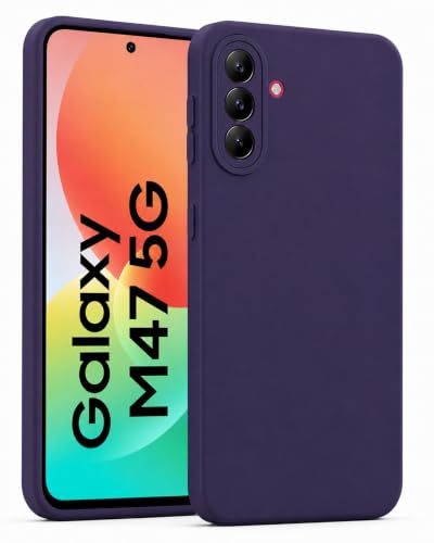 Image of FIRST MART Silicone Back Cover for Samsung Galaxy M47 | Matte Purple Anti-Slip Grip Case, Precise Cutouts, Scratch Resistant, Slim Fit | Pack of 1