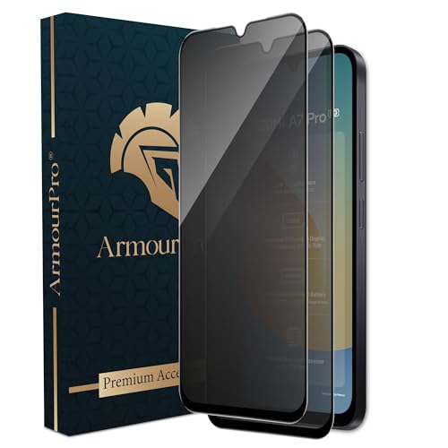 Image of ArmourPro Anti-Spy Privacy Tempered Glass for Redmi A7 Pro, Redmi 15c and Poco M7 Plus - Anti Peeping Screen Protector, Edge to Edge Full Coverage, 9H Hardness, Easy Installation Kit | Pack of 2