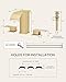 AVSIILE Waterfall Bathroom Faucet 3 Hole, Brushed Gold 8 Inch Widespread Modern 3 Piece Bathroom Sink Faucet, Touch On Lavatory Faucet for Vanity RV Restroom, Curved Spout