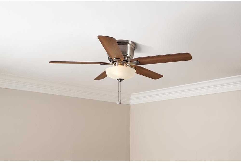 Hampton Bay 57289 Holly Springs Low Profile 52" LED Brushed Nickel Ceiling Fan