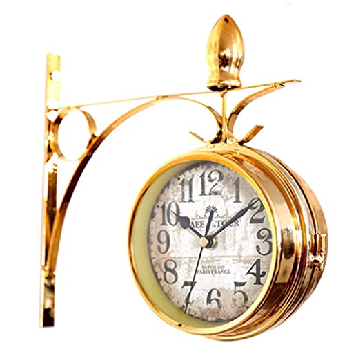 CKKNILV Wall Clock, Double Sided Wall Clock,Retro Wall Clock Outdoor Garden Wall Clock Outdoor Indoor Garden Wall Clock for Garden/Patio/Yard