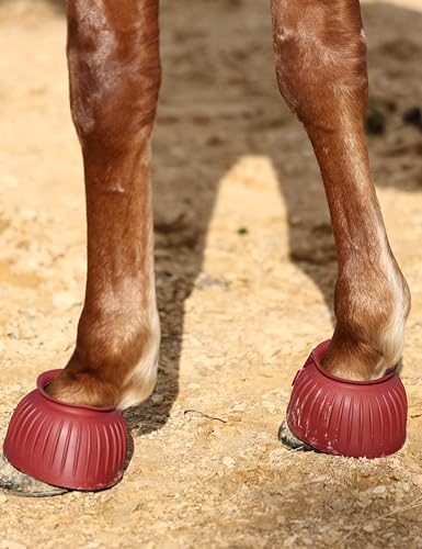 Image of Harrison Howard Rubber Bell Boots for Horses, Hoof Overreach Protection for Horses, w /Upgraded Leather Touch Tape