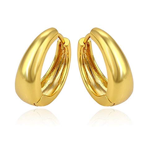 Piercing Men Jewellery Golden Studs Combo Stylish Hoop Clip on Earings Gold Ear rings Earrings For Men Boys Gents Girls Boyfriend Girlfriend - BALI-M9151 (2 PCS)