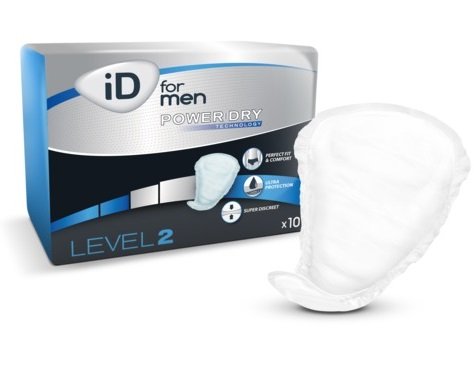 iD for Men Level 2 - For light to medium incontinence for men. Optimal wearing comfort (subtle) and ultra safety. Power Dry technology