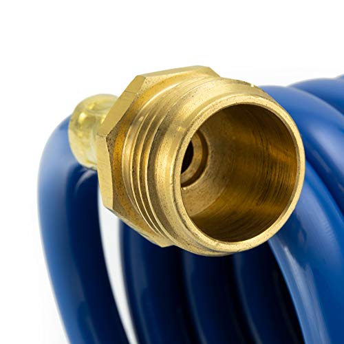 Recpro Rv Exterior Shower Hose 15' Coiled Hose | Optional Exterior Quick Connect Sprayer | Rv Exterior Hose | Flexible | Uv Resistant (No Sprayer) #TOP2