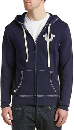 True Religion Men’s Buddha Logo Zip Hoodie – Hoodies for Men, Men’s Fashion Hoodies & Sweatshirts, True Navy, Medium