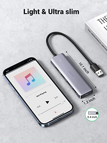 Image of UGREEN USB 3.0 Hub 4 Port Ultra Slim Data Hub with 5V Micro USB Power Compatible for MacBook Mac Pro Mini, iMac, Surface Pro, XPS, IdeaPad, MateBook X Pro, Notebook PC, USB Flash Drives, Mobile HDD