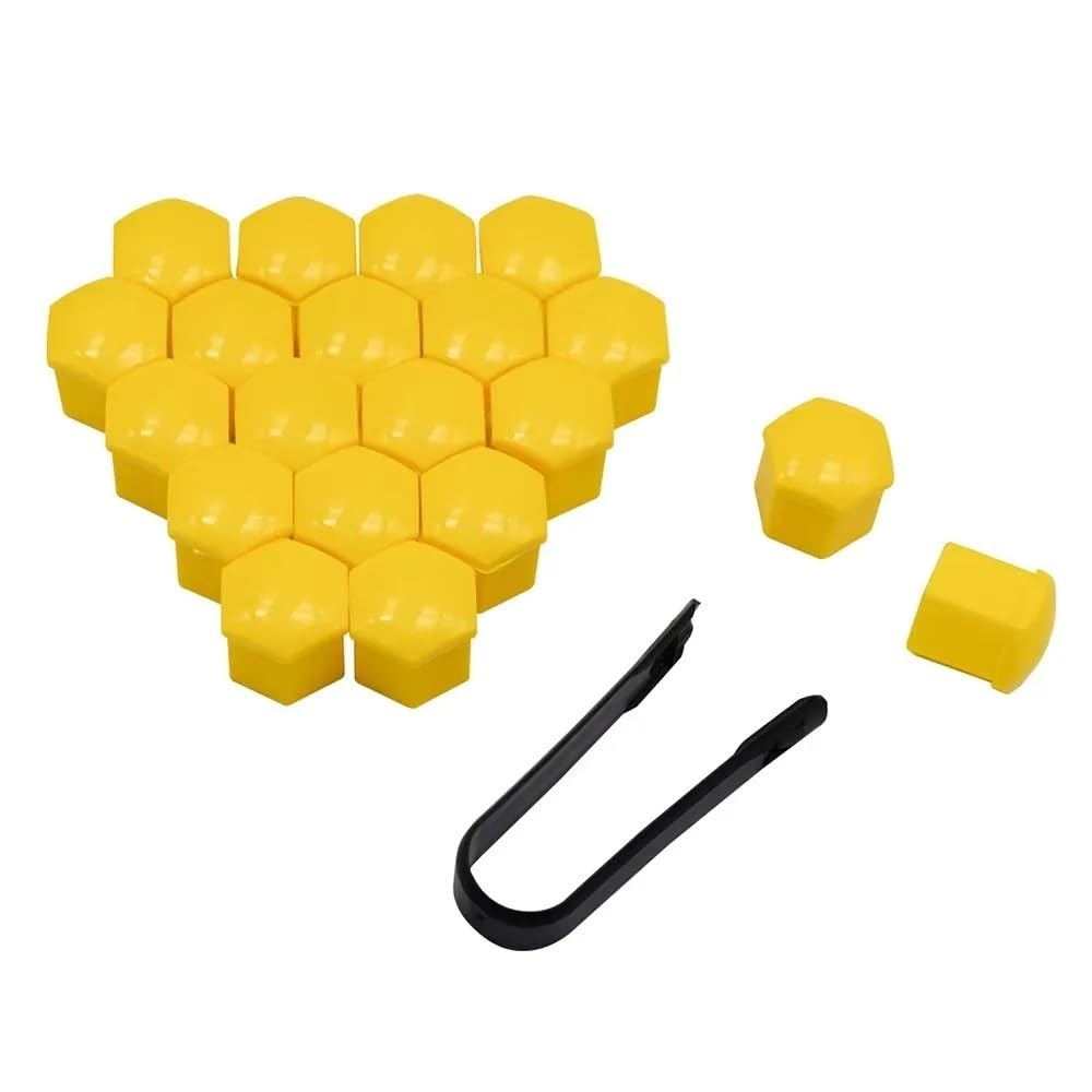 LOCKLGFMCZ 20Pcs Car Decoration Auto Anti-Rust Hub Screw Cover Rust Protection Automobile Wheel Nut 17 19 21mm Exterior Accessories(Yellow,19mm)