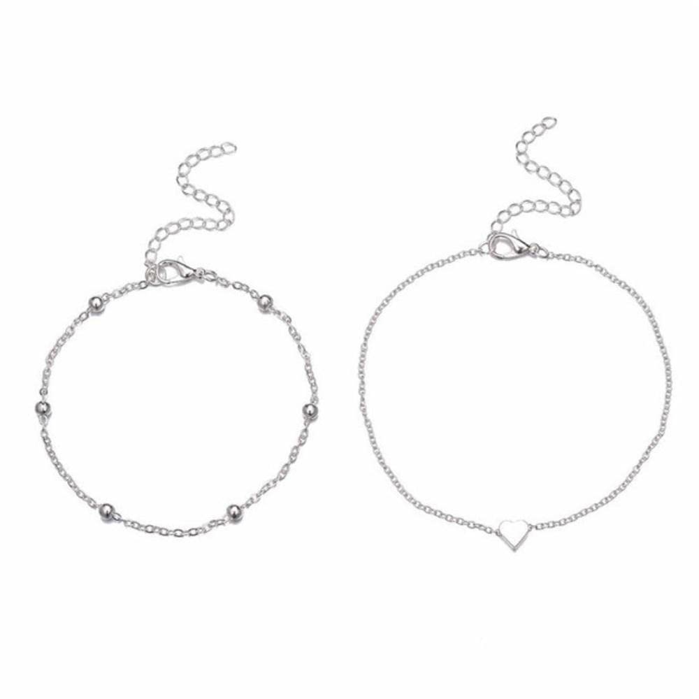 Bracciale alla moda con piedini alla caviglia a forma di cuore color oro per le donne Calzature da spiaggia Cavigliere con perline vintage Gioielli estivi per feste in stile Boho